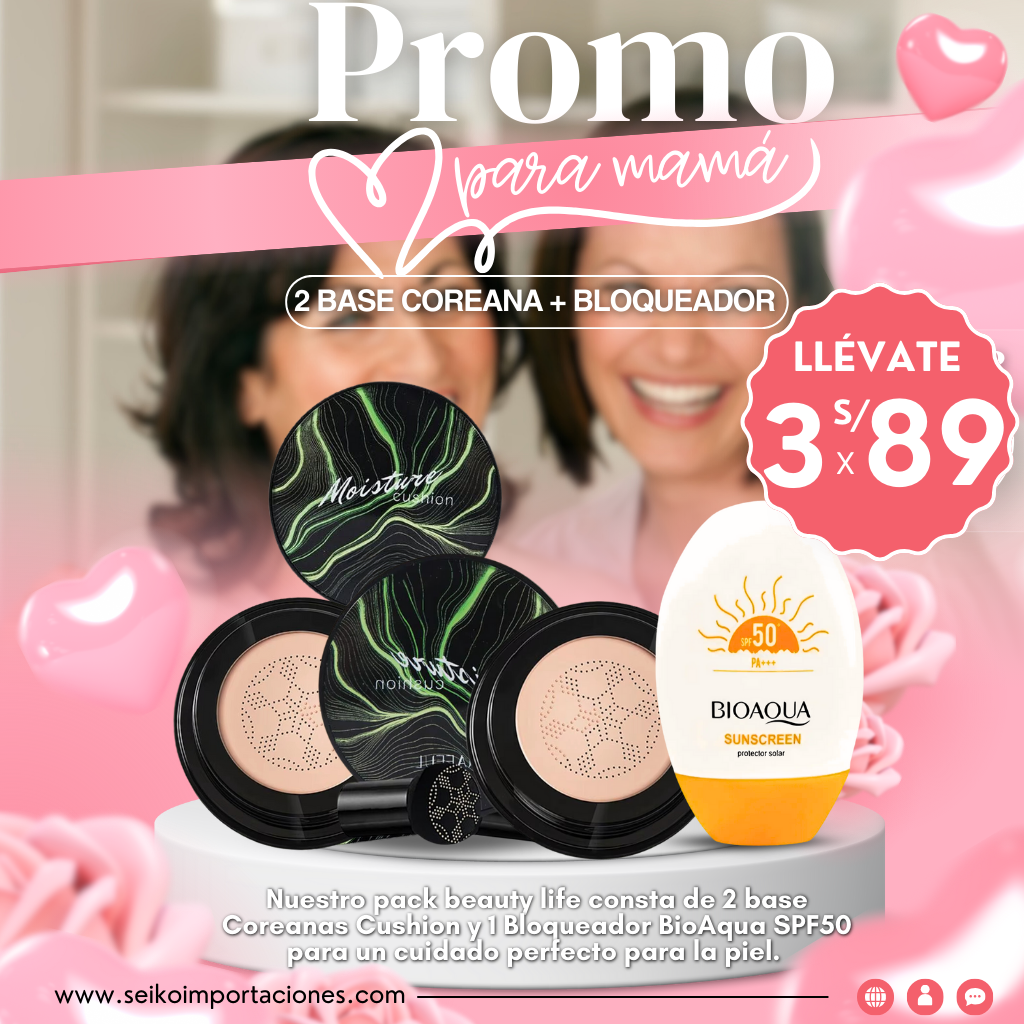 NUEVO PACK BEAUTY LIFE MOM - 2 base coreana + 1 bloqueador spf50