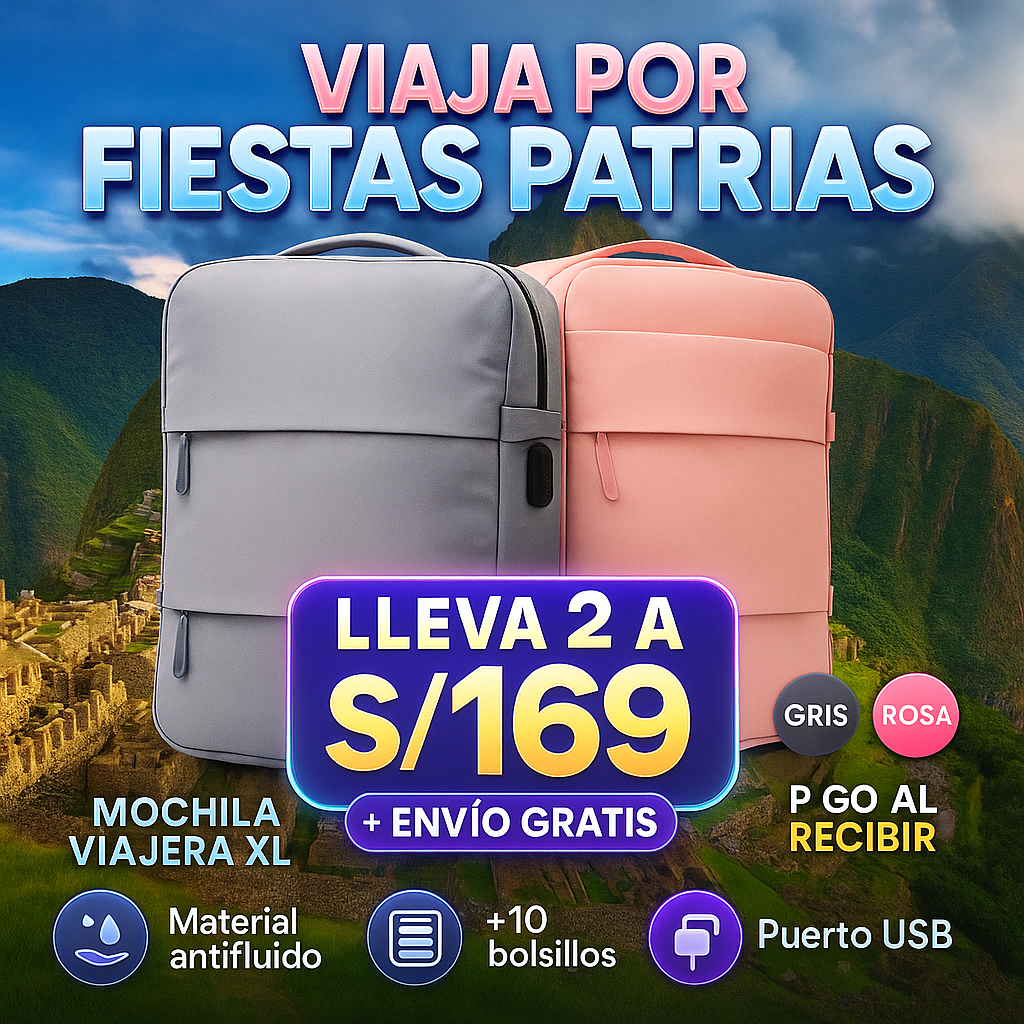 NUEVA MOCHILA VIAJERA XL- PAGA 1 LLEVA 2