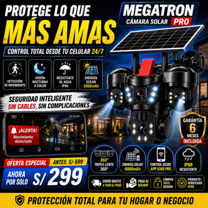 NUEVA CÁMARA SOLAR MEGATRON- Triple lente y alarma policial