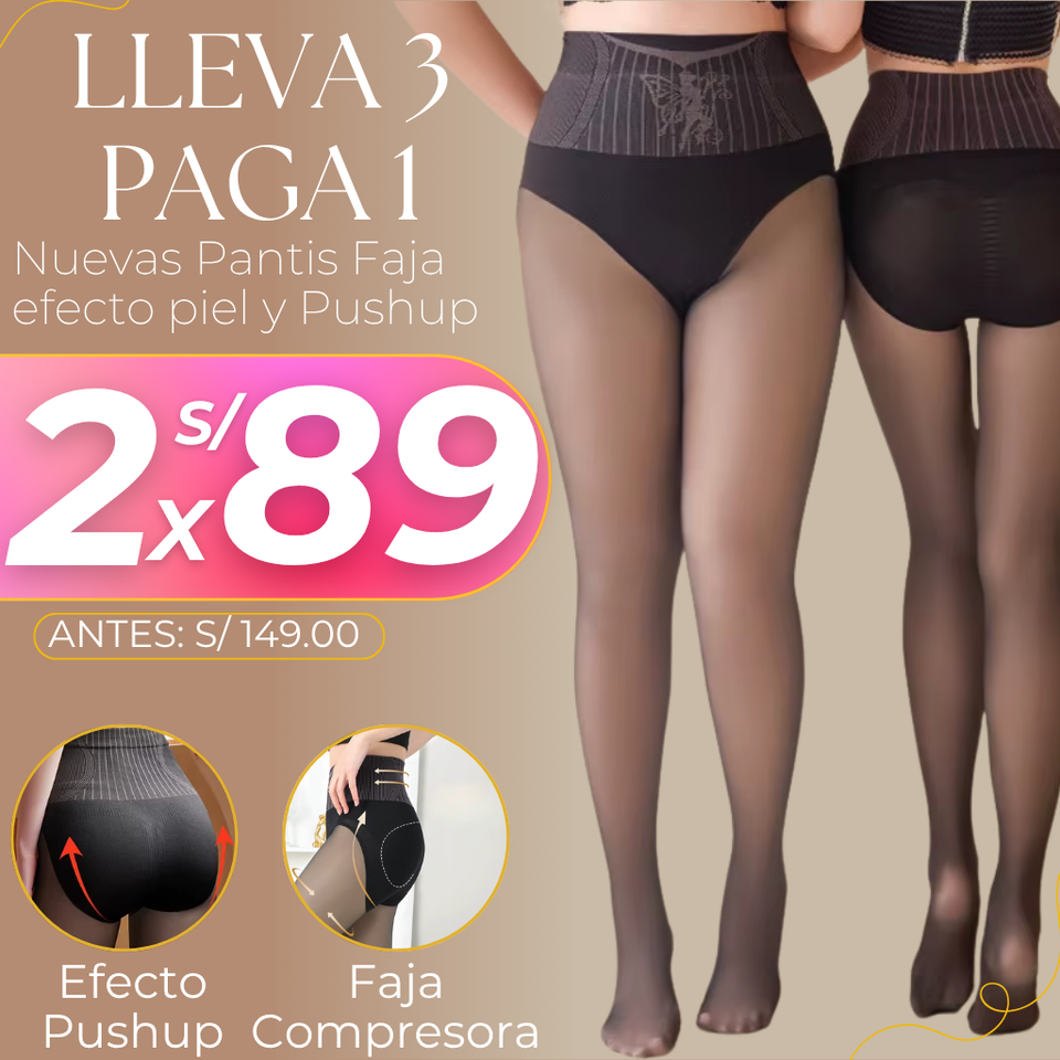 NUEVA PANTI EFECTO PIEL CON FAJA Y PUSH UP - LLEVA 2 PAGA 1
