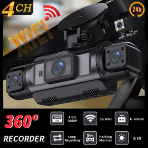 NUEVA DASHCAM KRAKEN WIFI 4 LENTES 360°